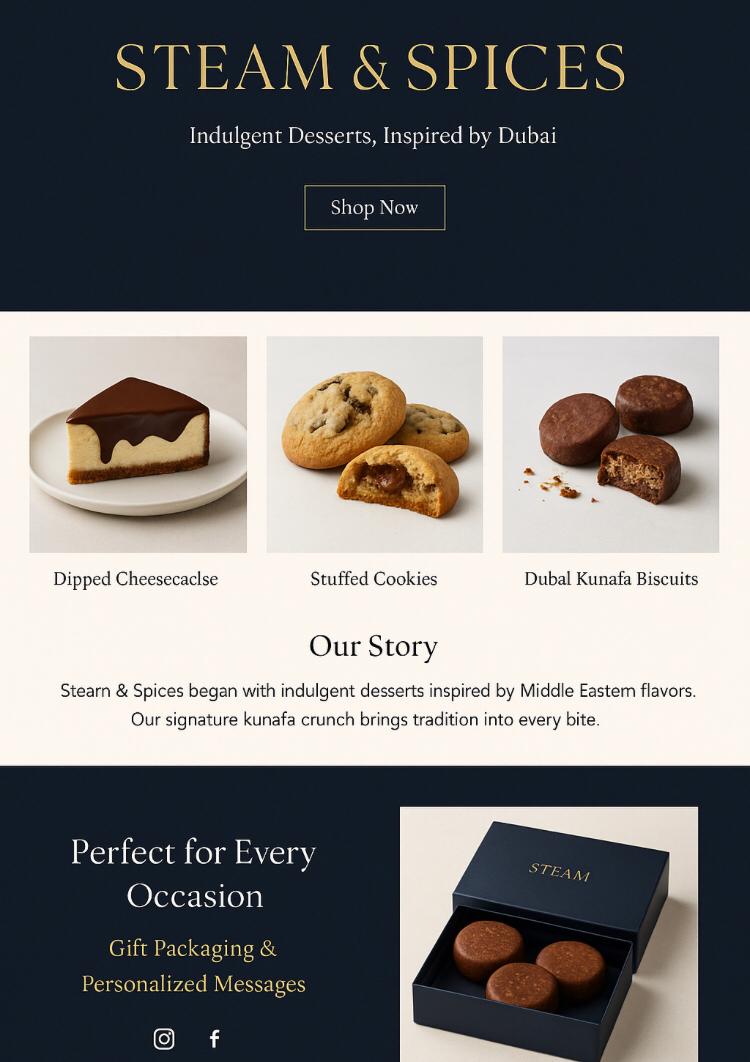 Steam & Spices gift packaging - luxury dessert box